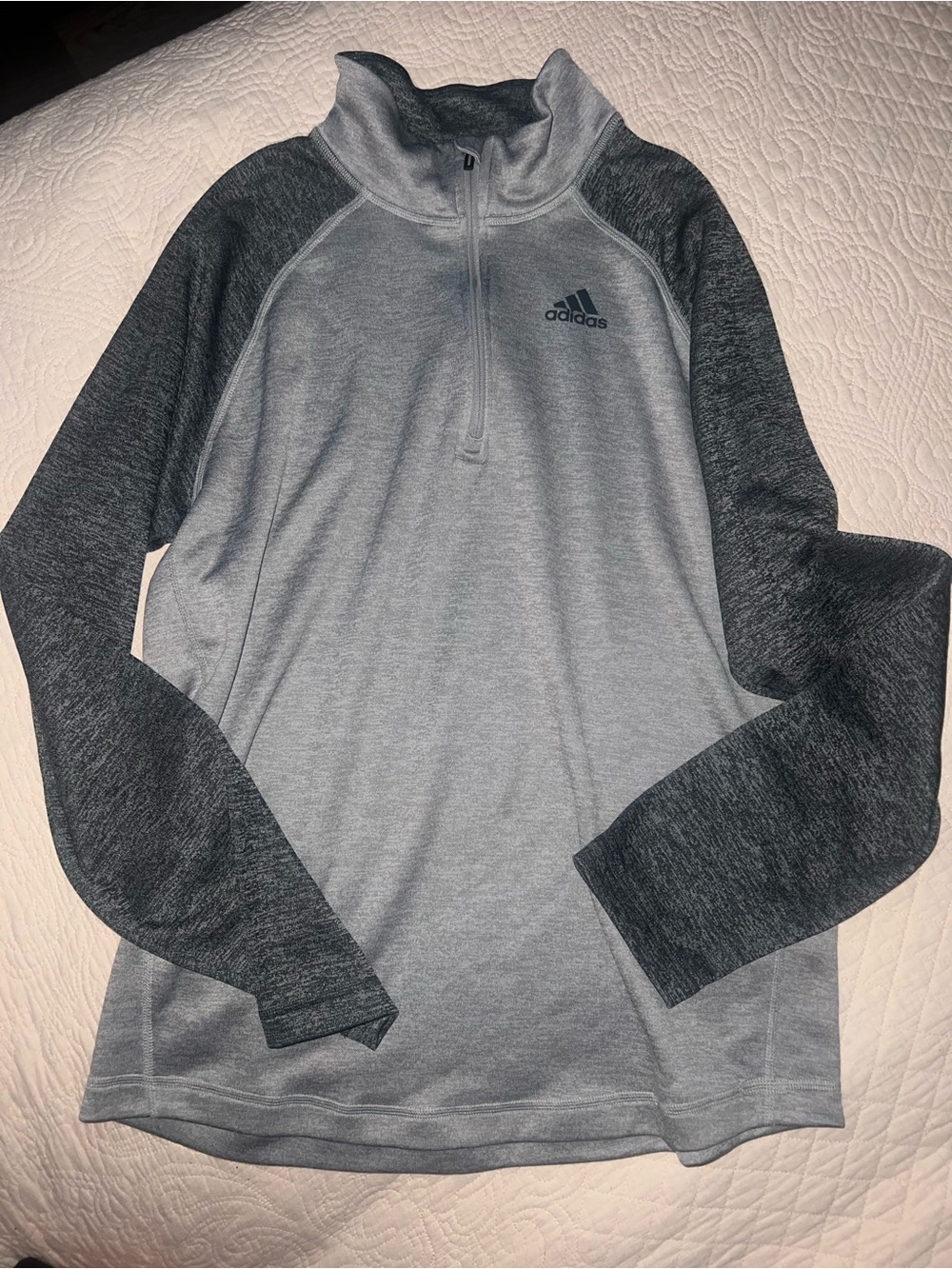 adidas Light Gray and Dark Gray Half-Zip Pullover